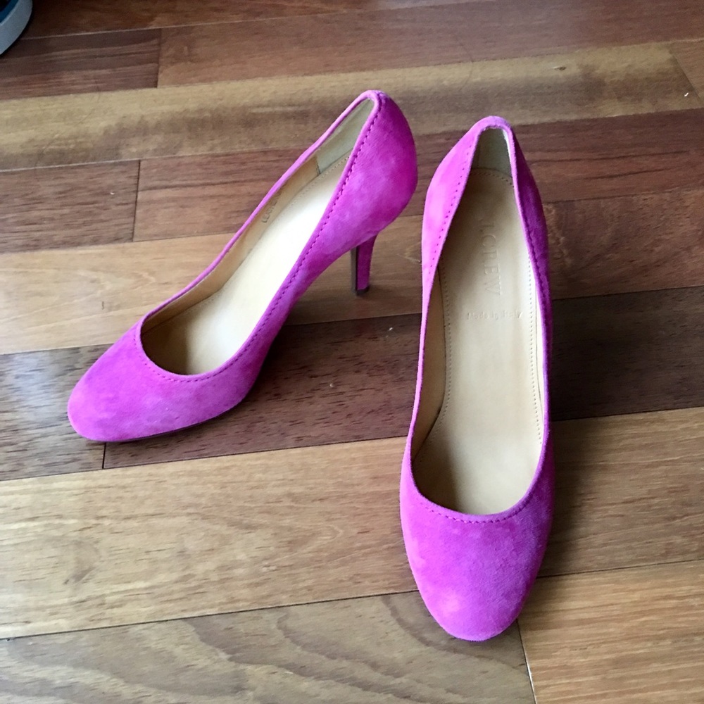 J. Crew magenta suede pumps! Made in Italy.